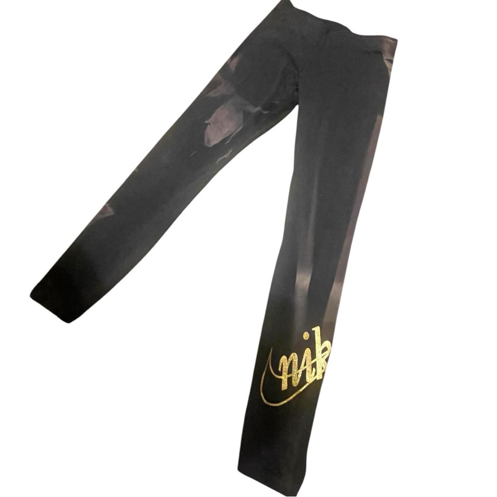 Nike Black Leggings with Gold Logo Small